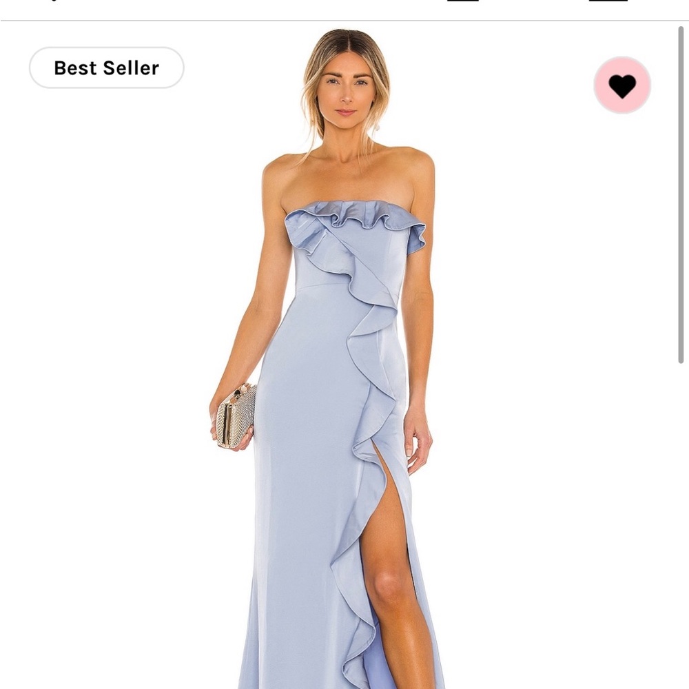 REVOLVE Strapless Ruffle Dress in Light Blue